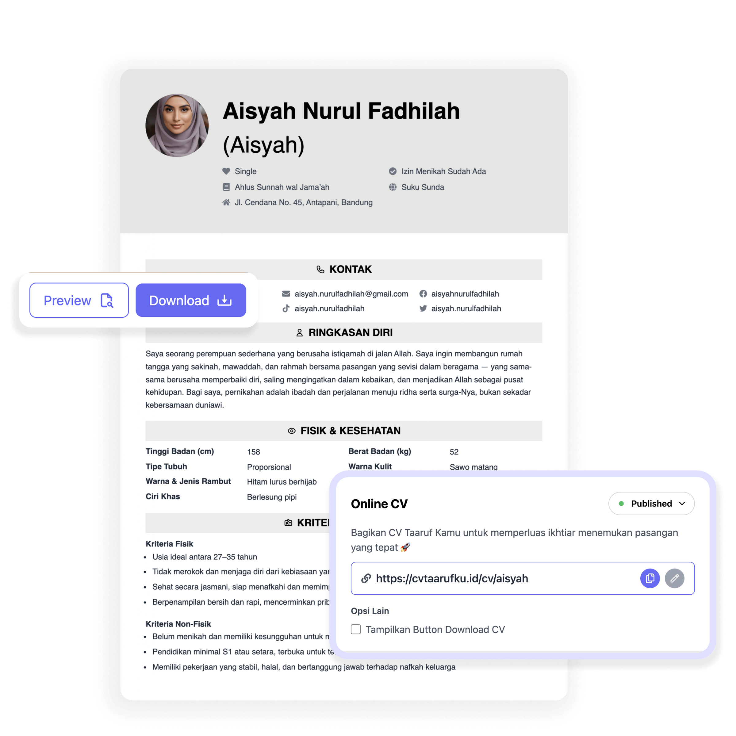 Download CV taaruf Islami dalam PDF