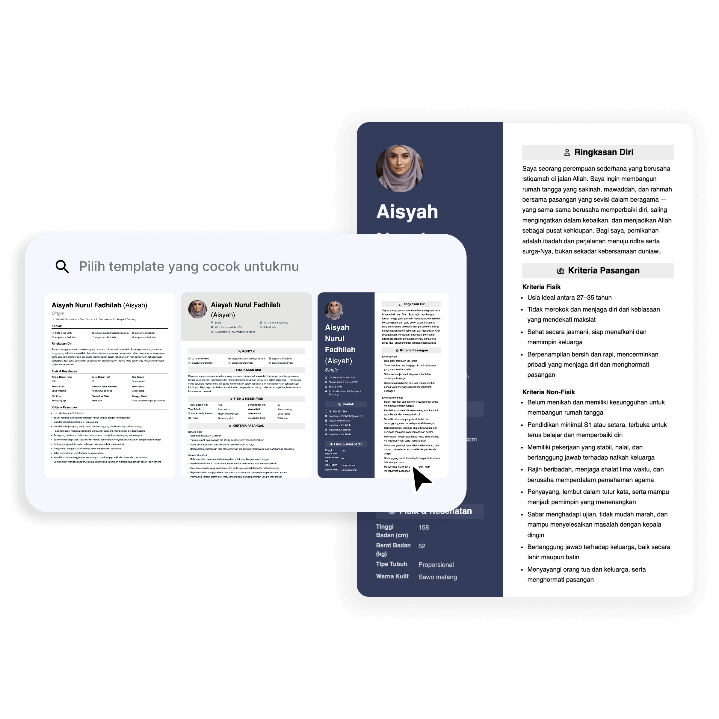 Template CV taaruf Islami modern