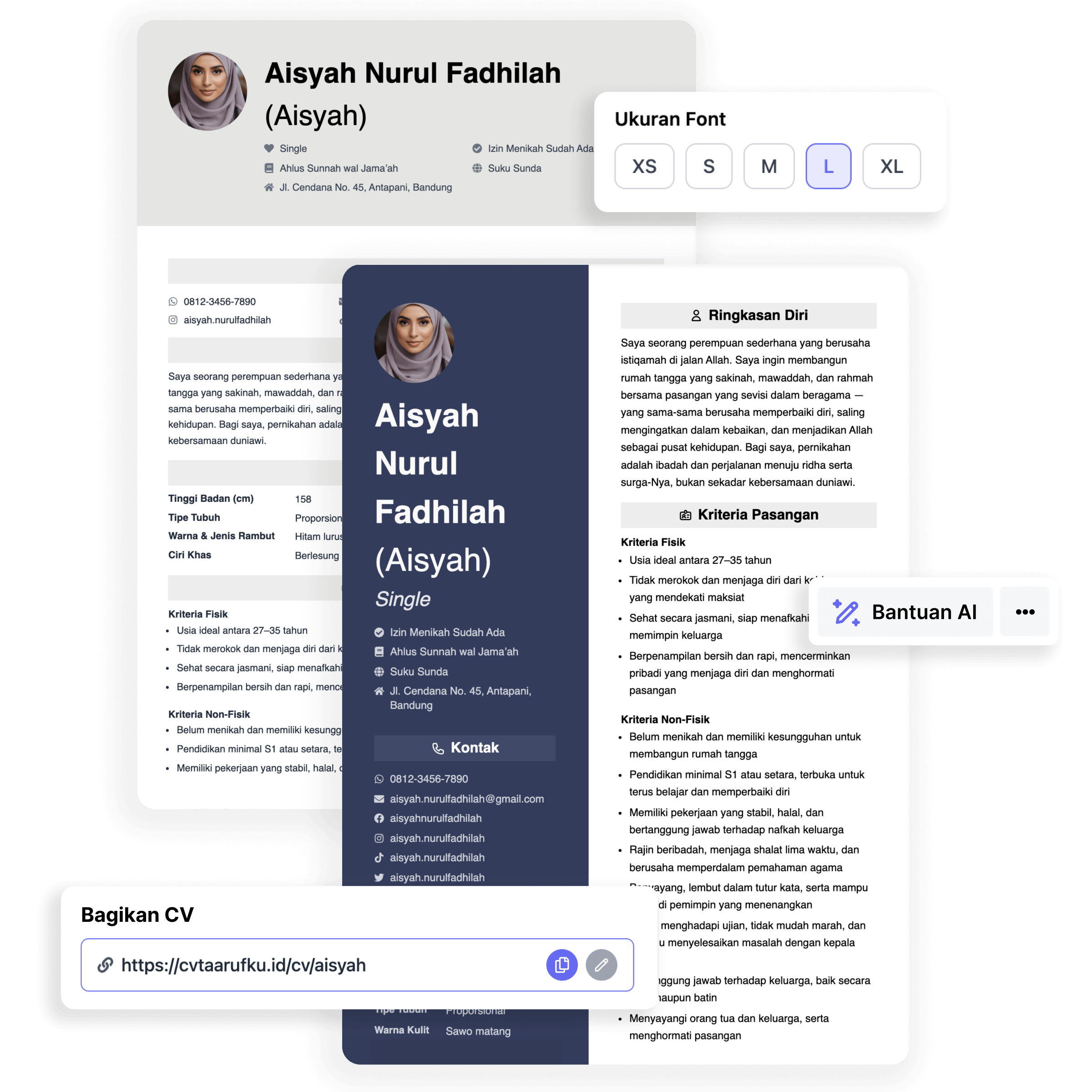 Buat CV Taaruf Islami Online Gratis dengan AI – cvtaarufku.id